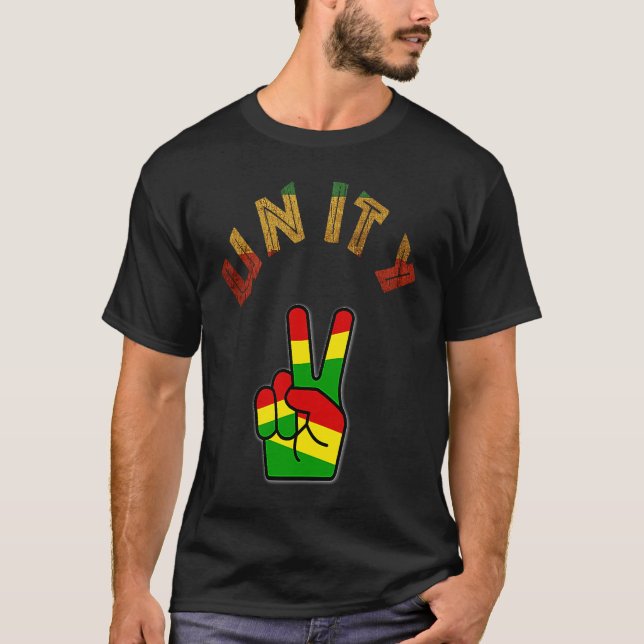 T-shirt Rastafari Reggae Unity Peace Citation Rasta Colonn (Devant)