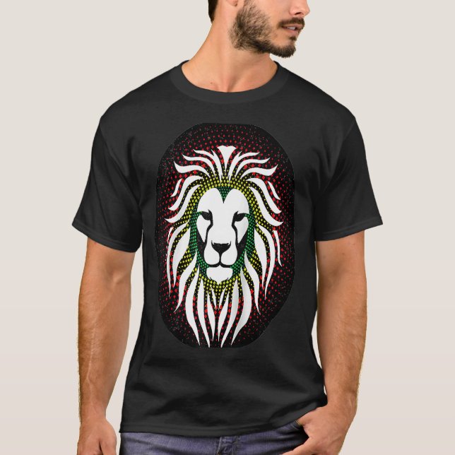 T-shirt Rastafari Tête Lion Jamaïque Souvenir Rasta Roots  (Devant)