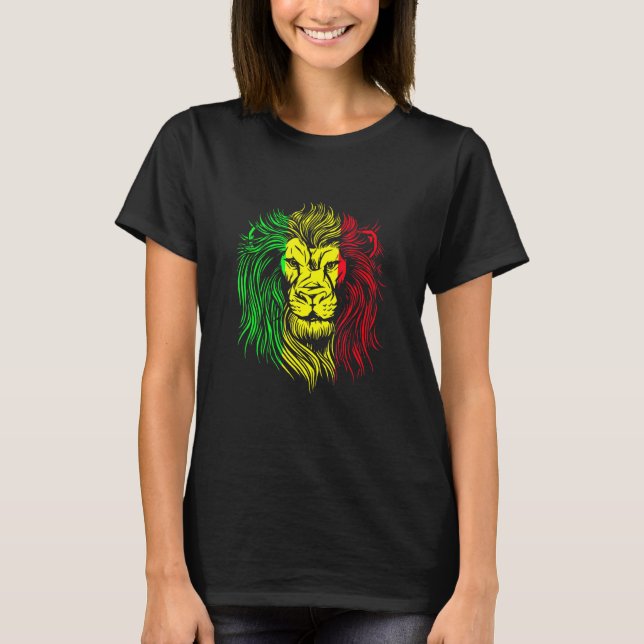 T-shirt Rastafarian Lion Mandala Reggae Music Jamaïque Ras (Devant)