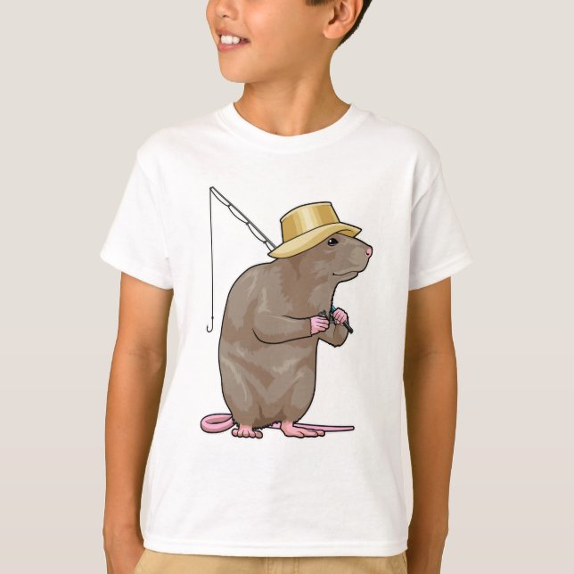 T-shirt Rat à la pêche à la canne à pêche (Devant)