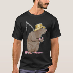 T-shirt Rat à la pêche avec bâton de pêche