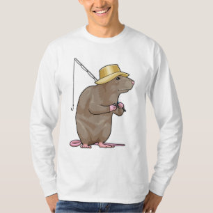 T-shirt Rat à la pêche avec bâton de pêche