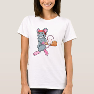 T-shirt Rat au baseball avec batte et casque de baseball