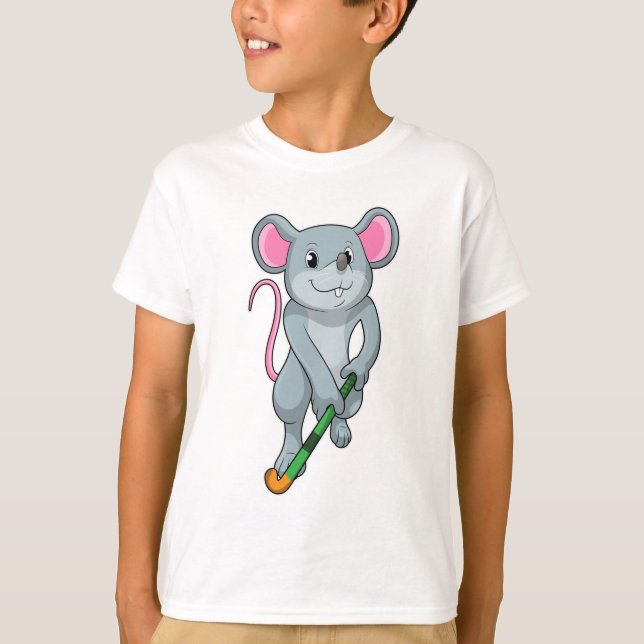 T-shirt Rat au hockey avec chauve-souris de hockey (Devant)