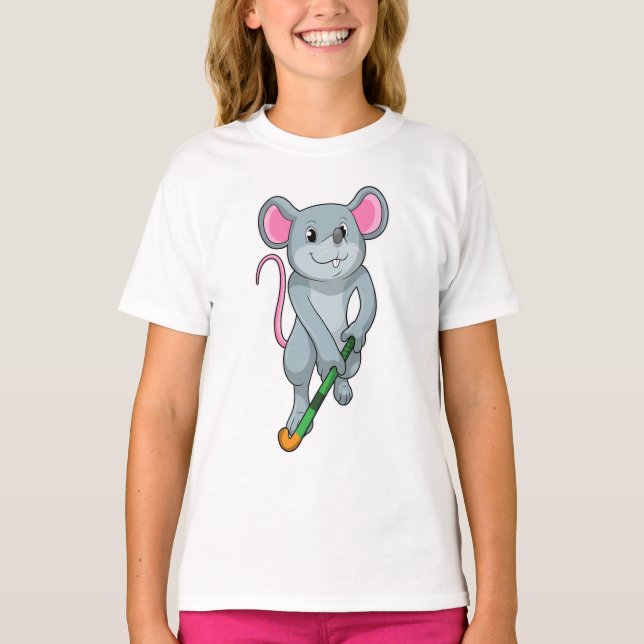 T-shirt Rat au hockey avec chauve-souris de hockey (Devant)