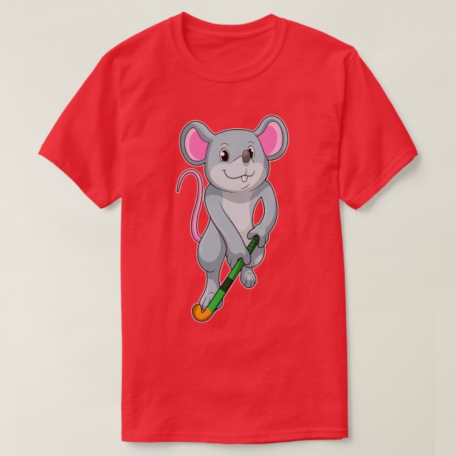 T-shirt Rat au hockey avec chauve-souris de hockey (Design devant)