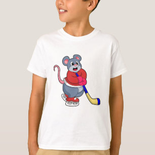 T-shirt Rat au hockey sur glace avec bâton de hockey sur g
