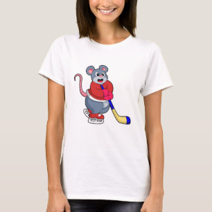 T-shirt Rat au hockey sur glace avec bâton de hockey sur g