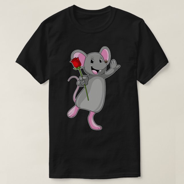 T-shirt Rat avec fleur Rose (Design devant)