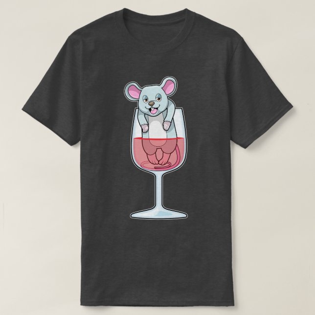 T-shirt Rat avec verre de vin (Design devant)