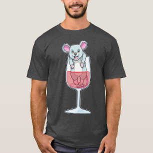 T-shirt Rat avec verre de vin