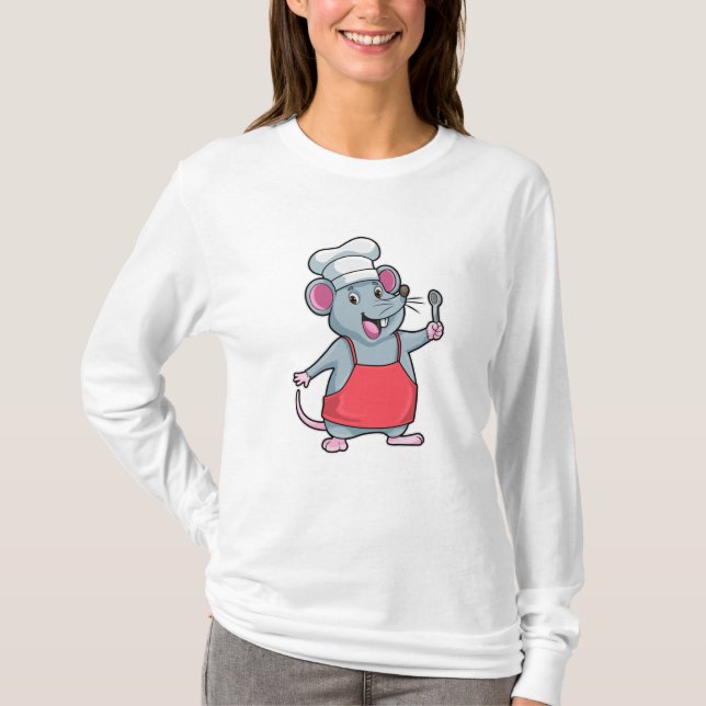 T-shirt Rat comme Chef avec tablier de Cuisine et cuillère (Devant)