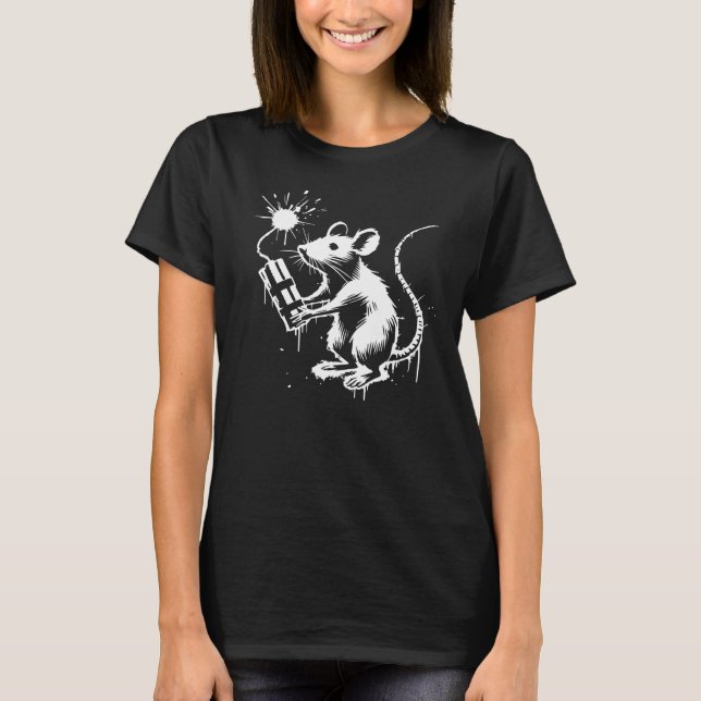 T-shirt rat drôle avec une dynamite. (Devant)