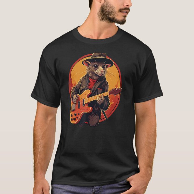 T-shirt Rat guitariste cool avec guitare électrique pour g (Devant)
