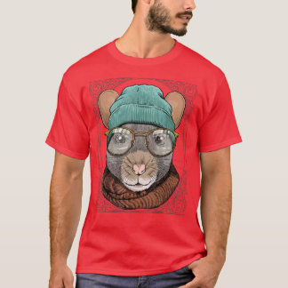 T-shirt Rat Hipster Avec Lunettes Souris Rodent Lover T-Sh