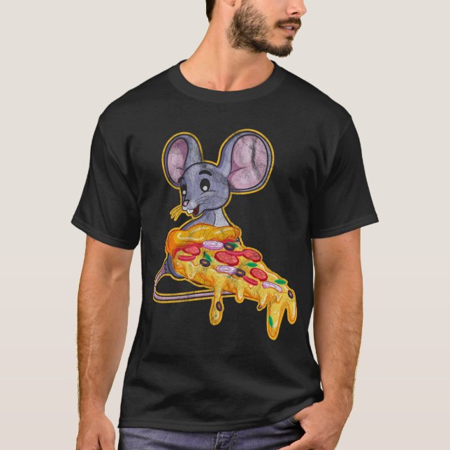 T-shirt Rat Pizza Drôle Volef Souris (Devant)