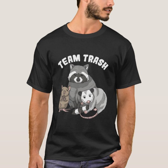 T-shirt Rat Raccoon Racoon Opossum Possum Team Trash (Devant)