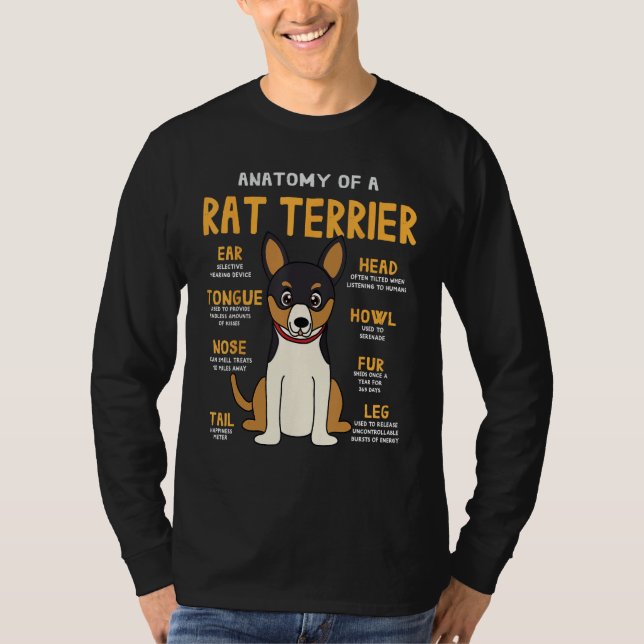 T-shirt Rat Terrier Anatomie Funny Chien Maman Papa Cadeau (Devant)