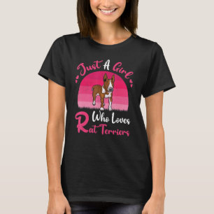 T-shirt Rat Terrier Chien Vintage Juste Une Fille Qui Aime