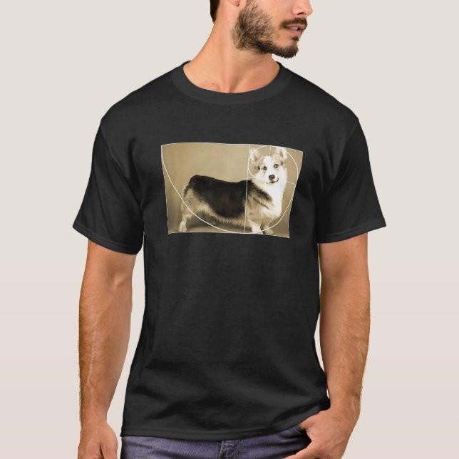 T-shirt Ratio d'or Corgi Fibonacci Math spirale (Devant)