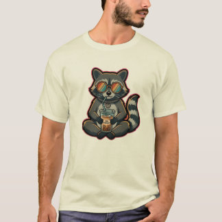 T-Shirt Raton Lavandière Boit un Café Glacé au Lai