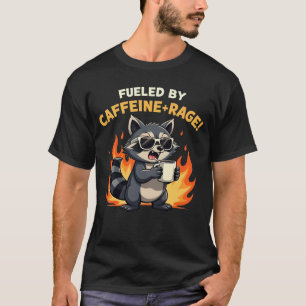 T-shirt Raton laveur amateur de café alimenté par la caféi