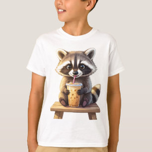 T-shirt Raton laveur buvant du café glacé