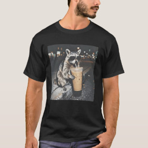 T-shirt Raton laveur buvant du café glacé
