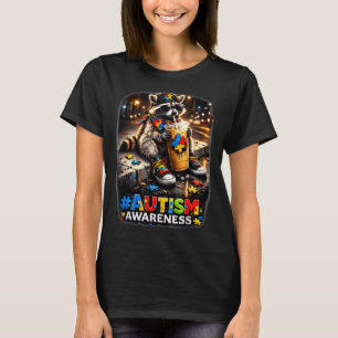 T-shirt Raton laveur buvant du café glacé sensibilisation