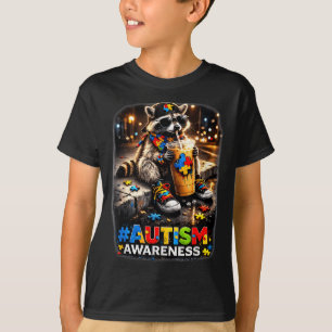 T-shirt Raton laveur buvant du café glacé sensibilisation