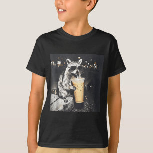 T-shirt Raton laveur buvant un café glacé mème drôle graph