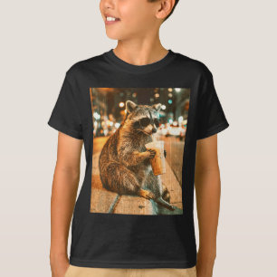 T-shirt Raton laveur buvant un café glacé style vintage