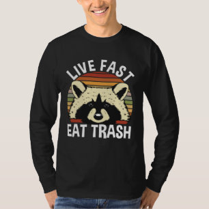 T-shirt Raton laveur camping vivre vite manger les ordures