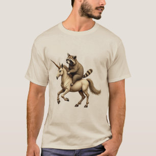 T-shirt Raton Laveur Chevauchant une Licorne – Des