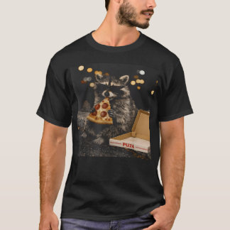 T-shirt Raton laveur cool mangeant une pizza, drôle d'anim