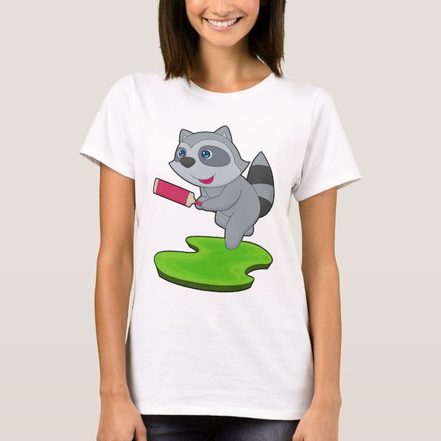 T-shirt Raton laveur Cricket Batte de cricket (Devant)