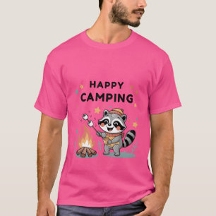 T-shirt Raton laveur de camping heureux ami de feu de camp