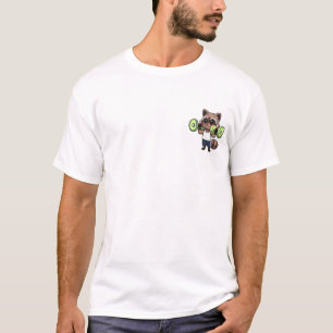 T-shirt Raton laveur de dessin animé déterminé soulevant d