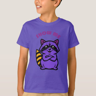 T-shirt raton laveur de dessin animé violet