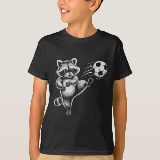 T-shirt Raton laveur de football drôle coup de pied gagner