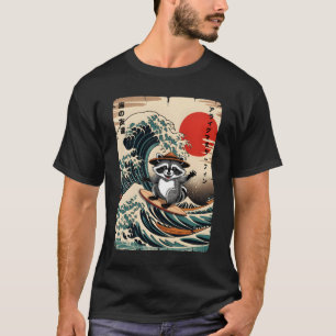 T-shirt Raton laveur de surf Kawaii Anime Grande Vague Sur