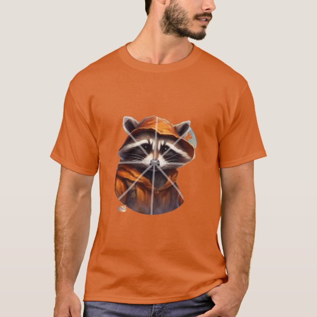T-shirt Raton laveur d'Halloween à capuche orange  (Devant)