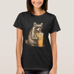 T-shirt Raton laveur drôle buvant du café glacé mème anima
