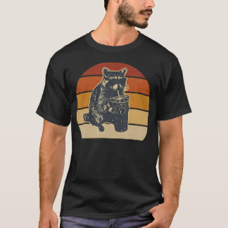 T-shirt Raton laveur drôle buvant un café glacé Animal rét