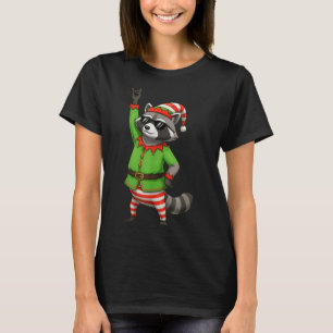T-shirt Raton laveur drôle de Noël déguisé en elfe avec de