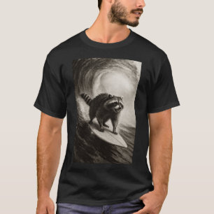 T-shirt Raton laveur drôle de selfie de surf sur planche d