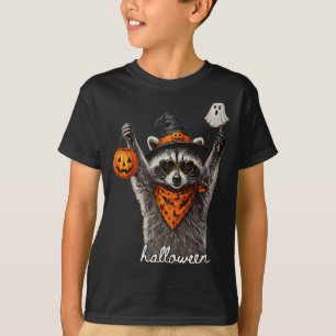 T-shirt Raton laveur drôle d'Halloween citrouille fantôme