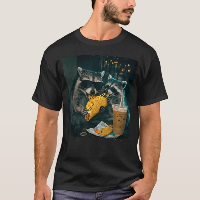 T-shirt Raton laveur drôle mangeant des tacos pour Cinco D (Devant)