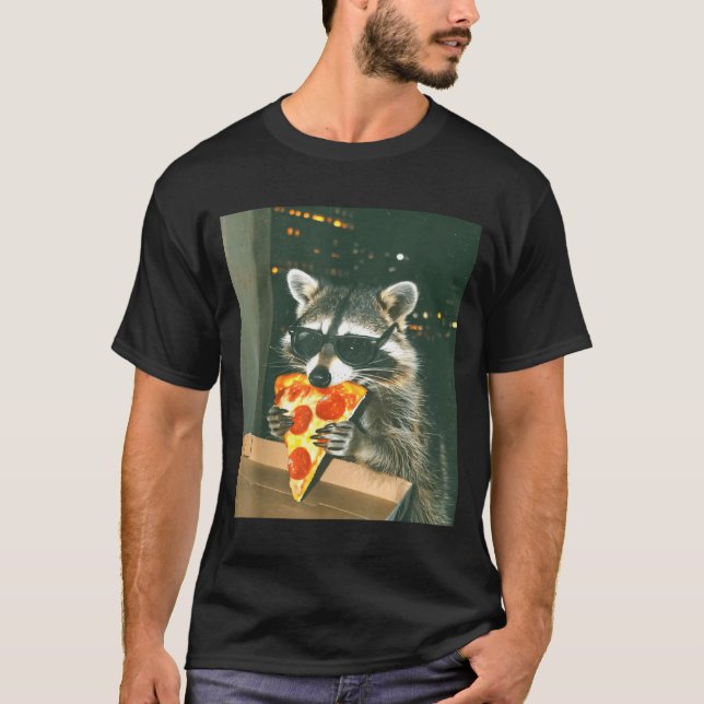 T-shirt Raton laveur drôle mangeant Zza Animal Meme Hommes (Devant)