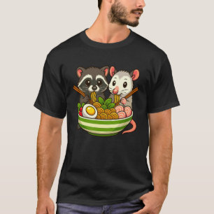 T-shirt Raton laveur et opossum mangeant des nouilles rame